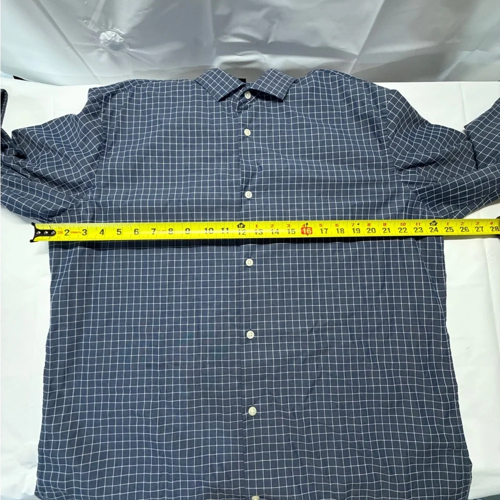 Banana Republic Navy and White Windowpane Dress‎ Shirt